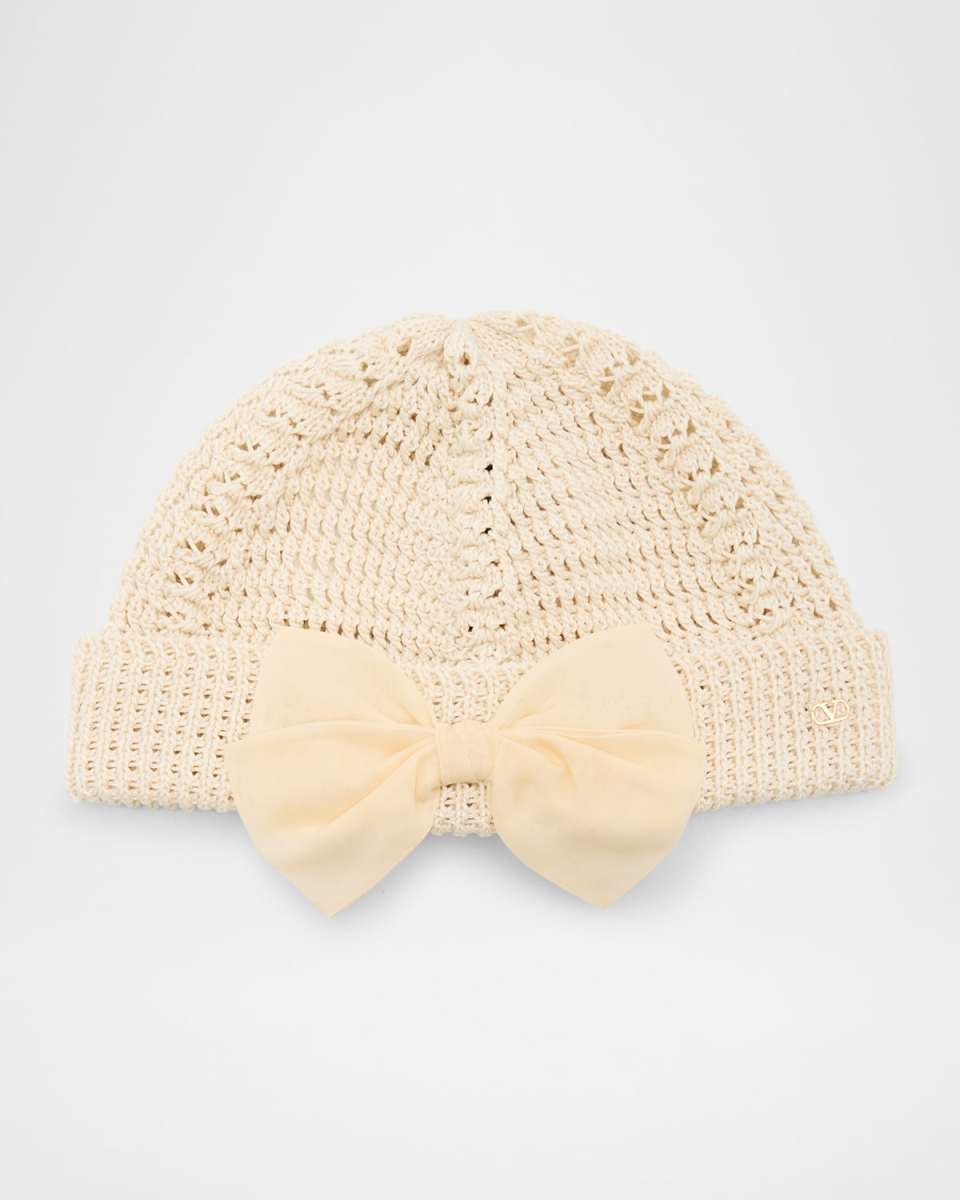 VLogo Signature Bow Cotton Knit Bean